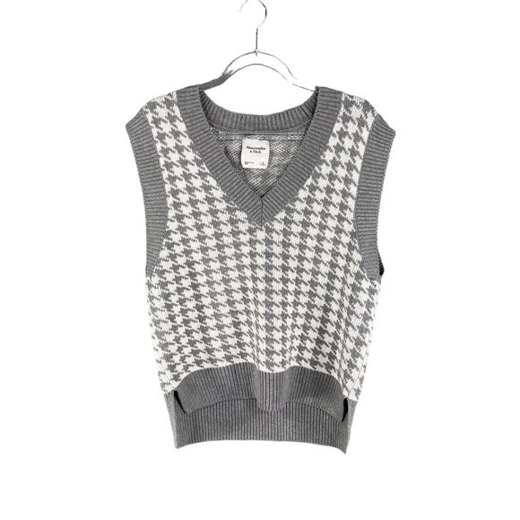 Abercrombie & Fitch Womens S Houndstooth Soft Knit Sweater Vest Cottagecore - Picture 4 of 13